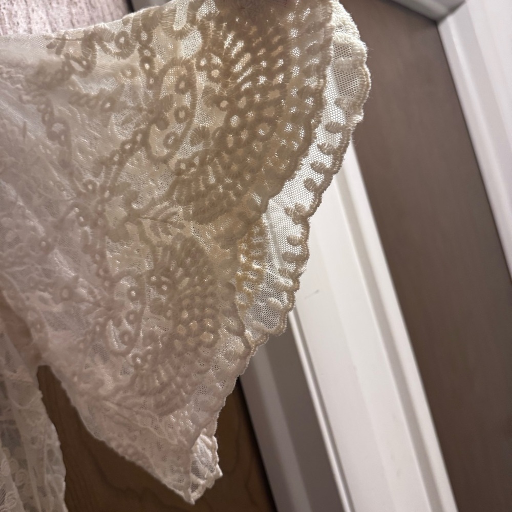 Lane Bryant Sheer Lace Cover-Up white crochet size 14/16 beach vacay hippie boho - Picture 6 of 13